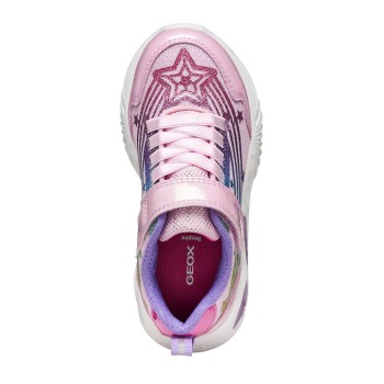 GEOX ASSISTER ΠΑΙΔΙΚΑ SNEAKERS ΑΝΑΤΟΜΙΚΑ ΜΕ ΦΩΤΑΚΙΑ ΡΟΖ  J56E9B0ASKNC8206 